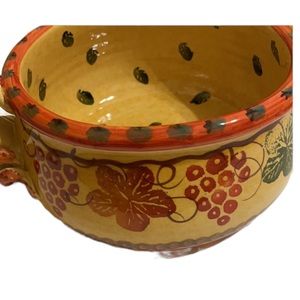 Hand Painted Italian Glazed Clay Bowl Fall Harvest Thanksgiving Decor